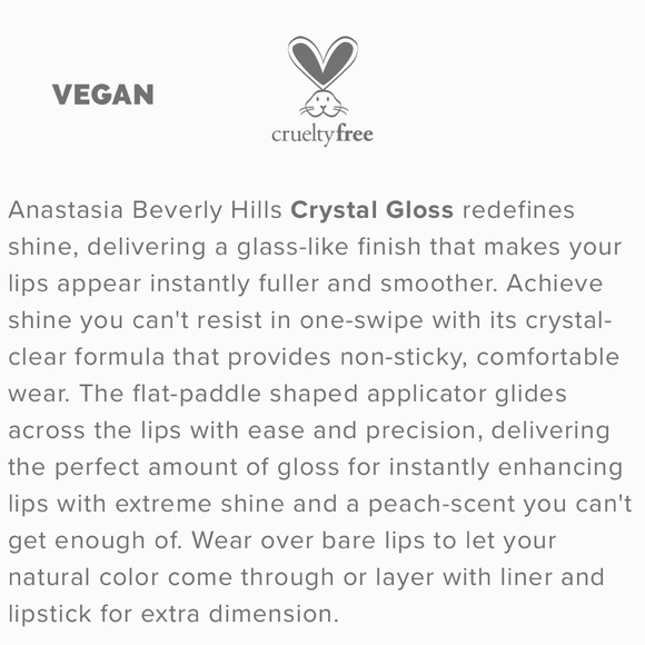 (3 for $15) Anastasia Beverly Hills Crystal Gloss Lip Gloss High Shine Clear - Picture 8 of 16